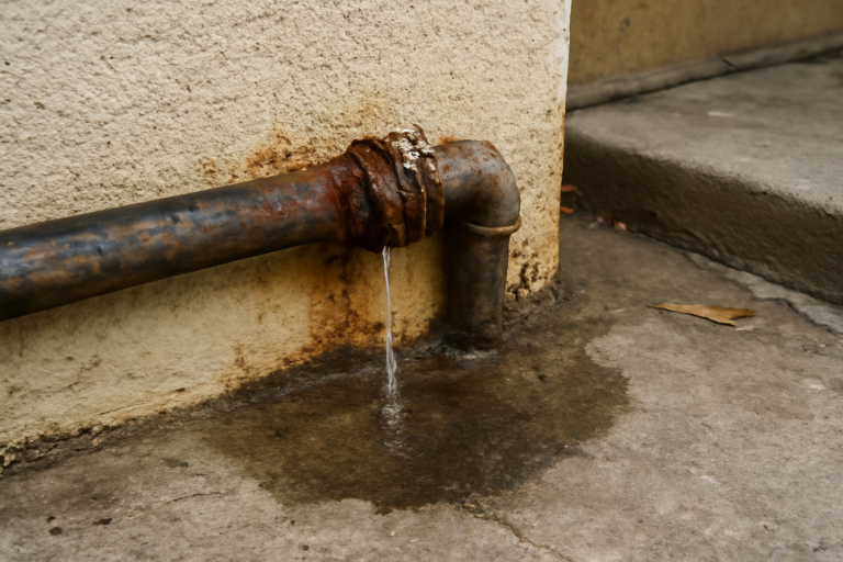 Corroded Pipe Water Removal