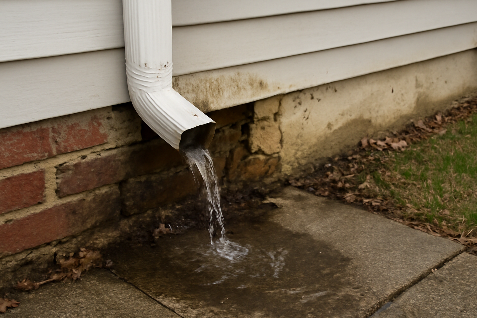 Downspout Failure Water Removal in McLean, VA