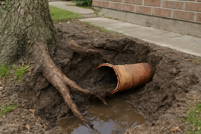 Tree Root Pipe Damage Water Removal